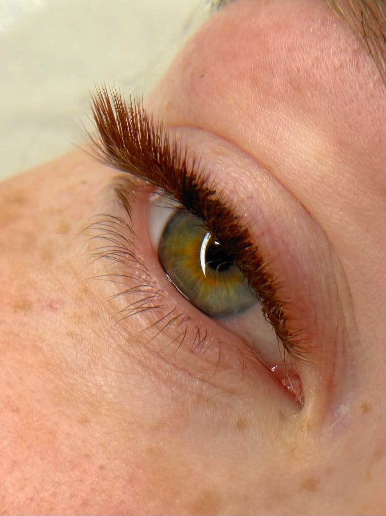 Auburn lash extensions close-up
